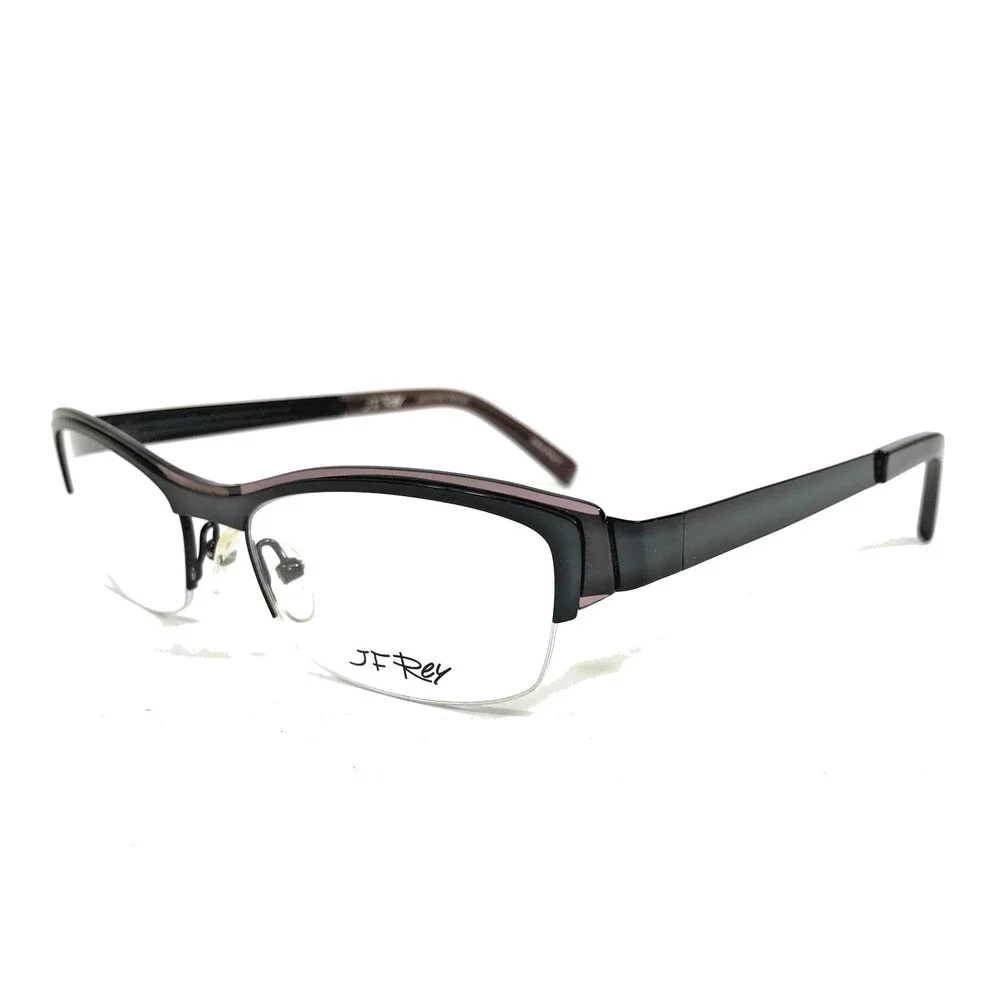 J.F. Rey Eyeglasses Frames JF2551 0075 Matte Black Purple Half Rim 52-18-134